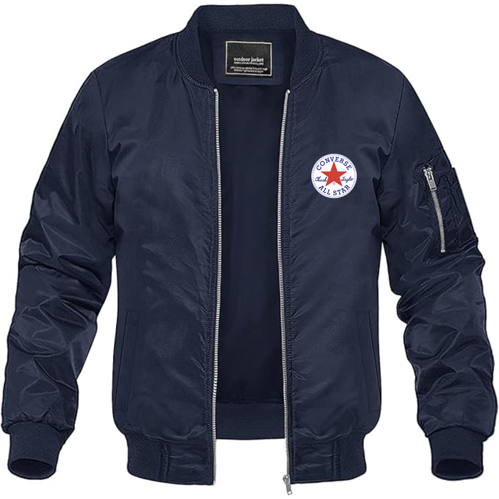 Men's Chuck Taylor All Star Logo Lightweight Bomber Jacket Windbreaker Softshell Varsity Jacket Coat