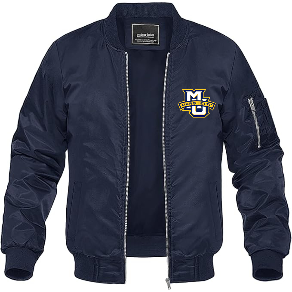 Men's Marquette Golden Eagles Logo Lightweight Bomber Jacket Windbreaker Softshell Varsity Jacket Coat
