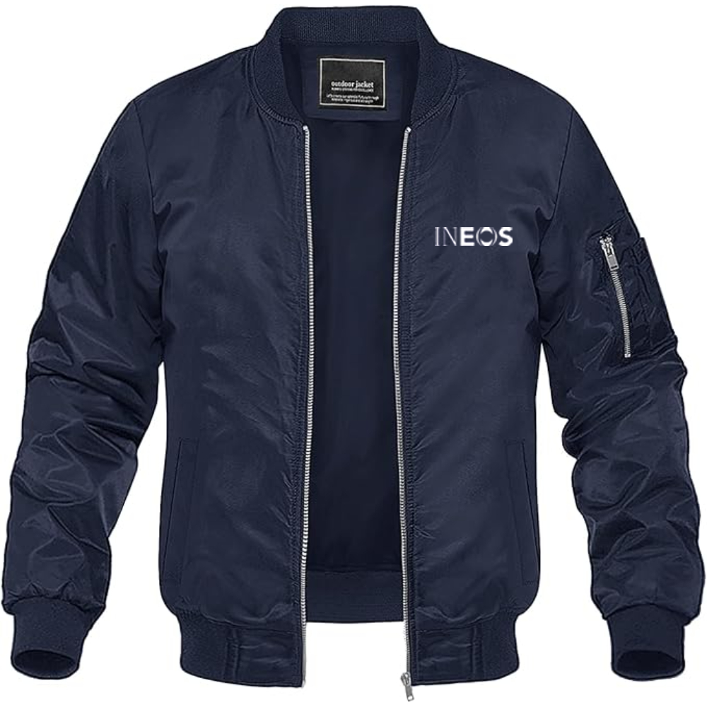 Men's INEOS Logo Lightweight Bomber Jacket Windbreaker Softshell Varsity Jacket Coat