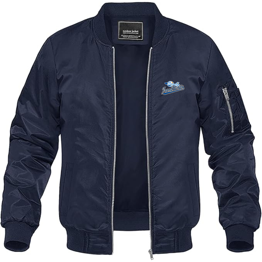 Men's Aberdeen IronBirds Logo Lightweight Bomber Jacket Windbreaker Softshell Varsity Jacket Coat