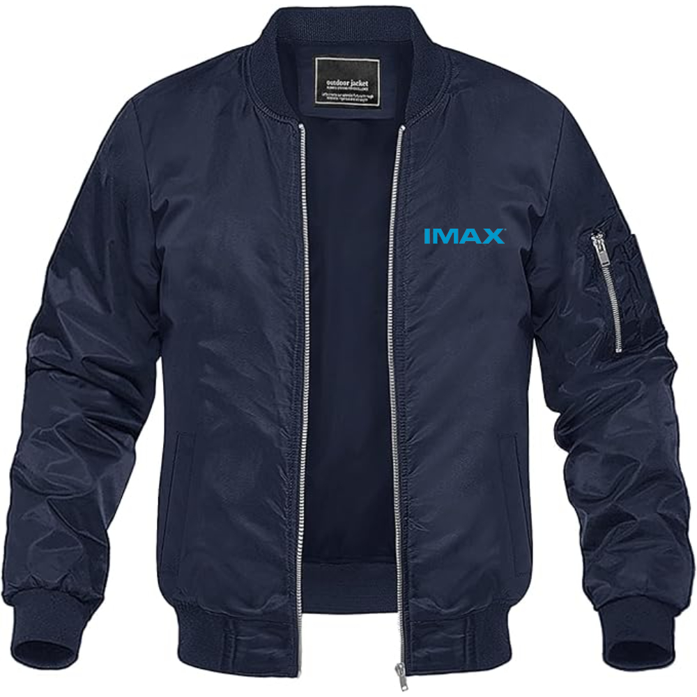 Men's IMAX Logo Lightweight Bomber Jacket Windbreaker Softshell Varsity Jacket Coat