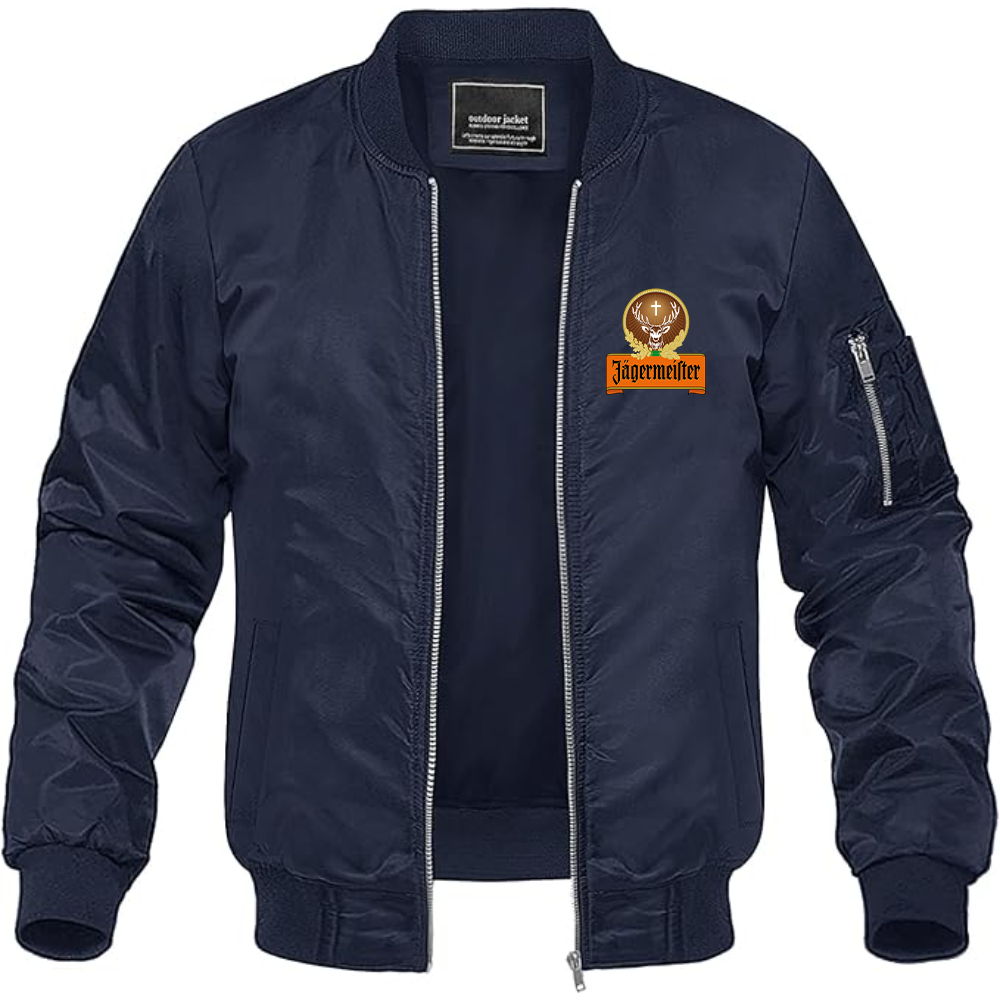Men's Jagermeister Logo Lightweight Bomber Jacket Windbreaker Softshell Varsity Jacket Coat