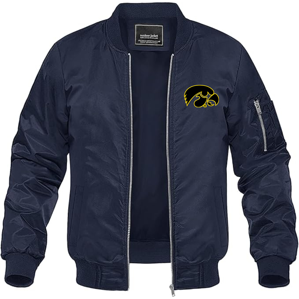 Men's Lowa Hawkeyes Logo Lightweight Bomber Jacket Windbreaker Softshell Varsity Jacket Coat