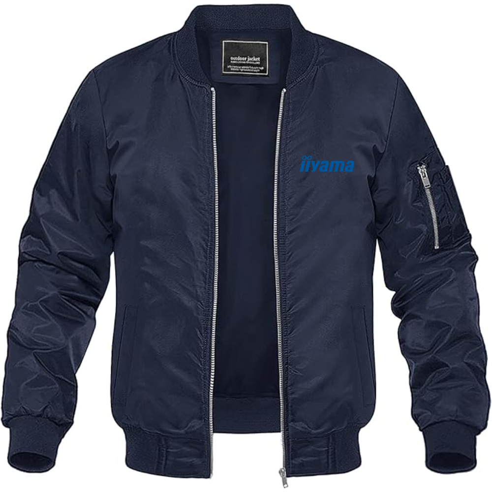 Men's Iiyama Logo Lightweight Bomber Jacket Windbreaker Softshell Varsity Jacket Coat