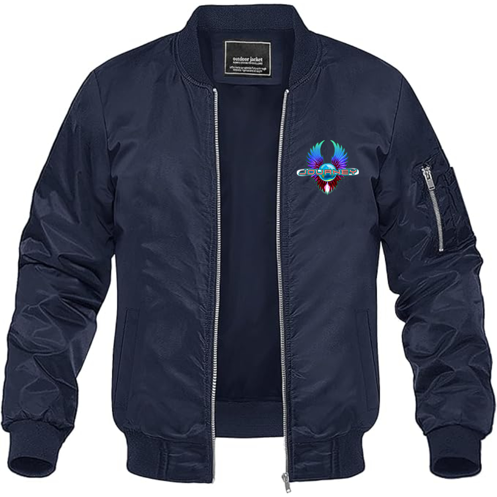 Men's Journey Logo Lightweight Bomber Jacket Windbreaker Softshell Varsity Jacket Coat
