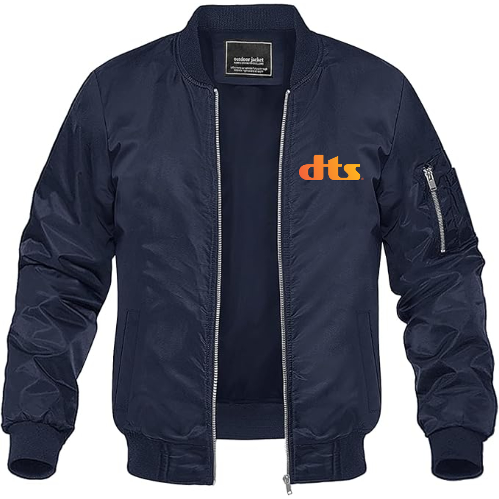 Men's DTS Logo Lightweight Bomber Jacket Windbreaker Softshell Varsity Jacket Coat