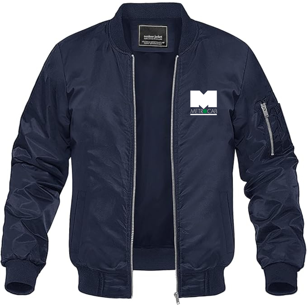 Men's Metrocab Logo Lightweight Bomber Jacket Windbreaker Softshell Varsity Jacket Coat
