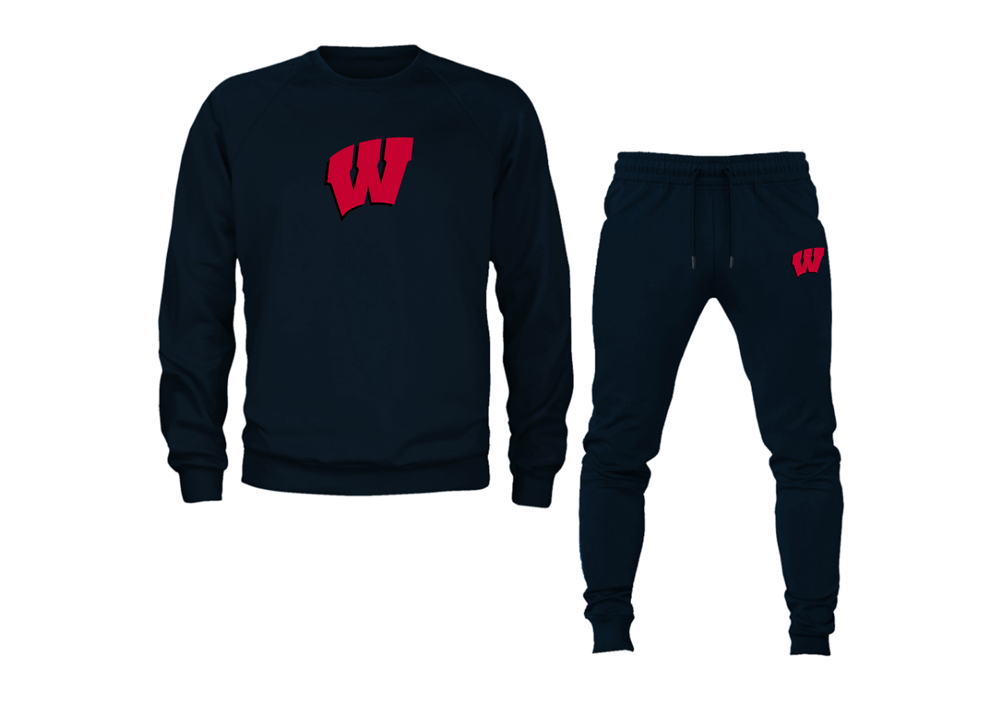 Men's Wisconsin Badgers Crewneck Sweatshirt Joggers Suit