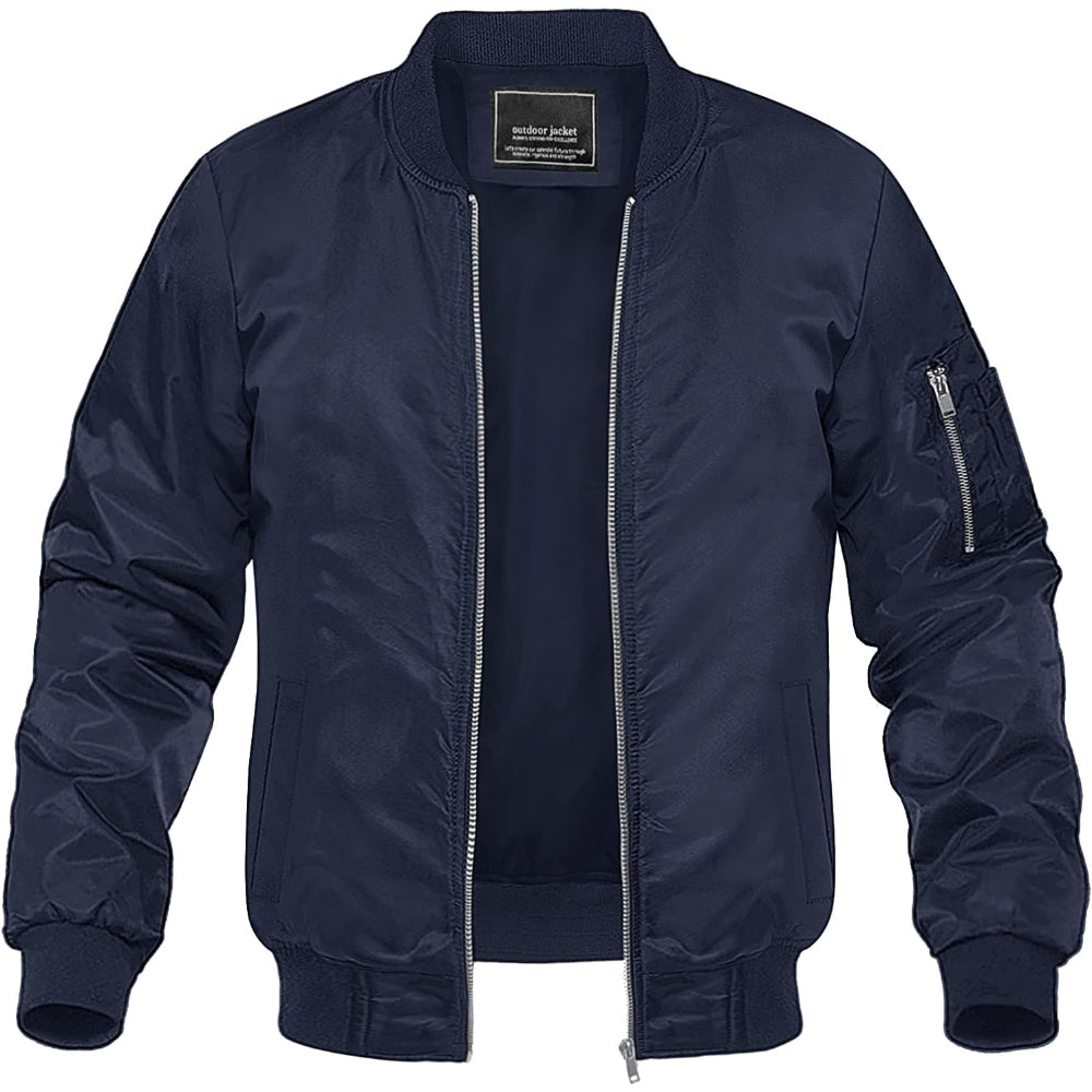 MAP Collection Men's Lightweight Bomber Jacket Windbreaker Softshell Varsity Jacket Coat