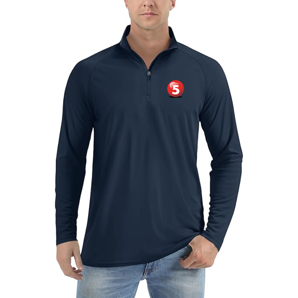 Men's  ABC TV5 Logo Lightweight Quarter-Zip Athletic Shirt Long Sleeve Performance Wear