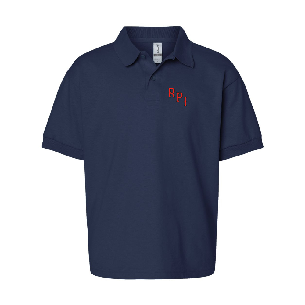 Youth RPI Engineers Logo Gildan Dry Blend Jersey Polo