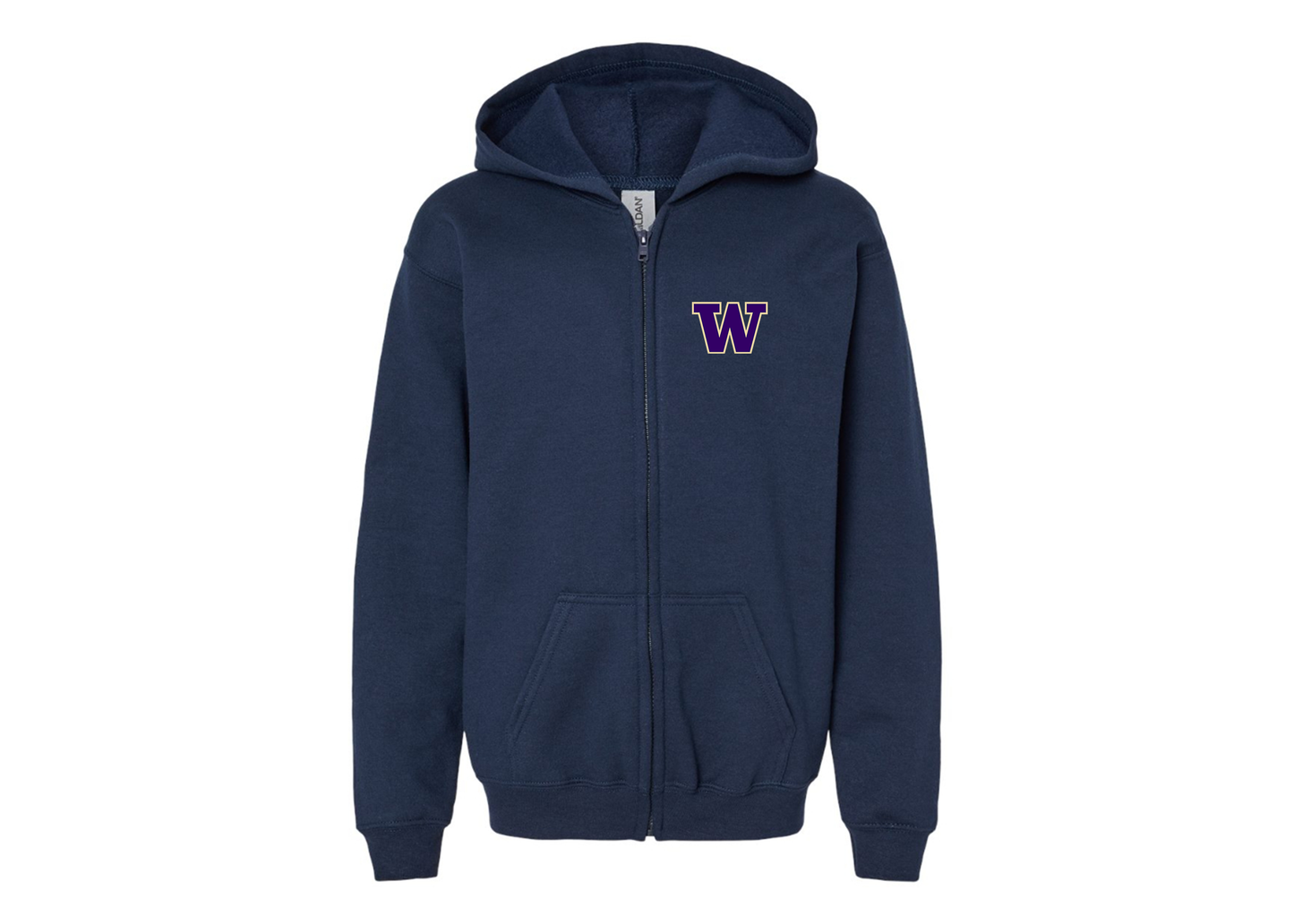 Gildan Heavy Blend Youth Washington Huskies Full Zip Hooded Sweatshirt