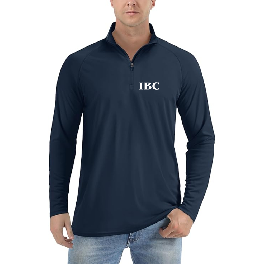 Men's IBC Logo Lightweight Quarter-Zip Athletic Shirt Long Sleeve Performance Wear
