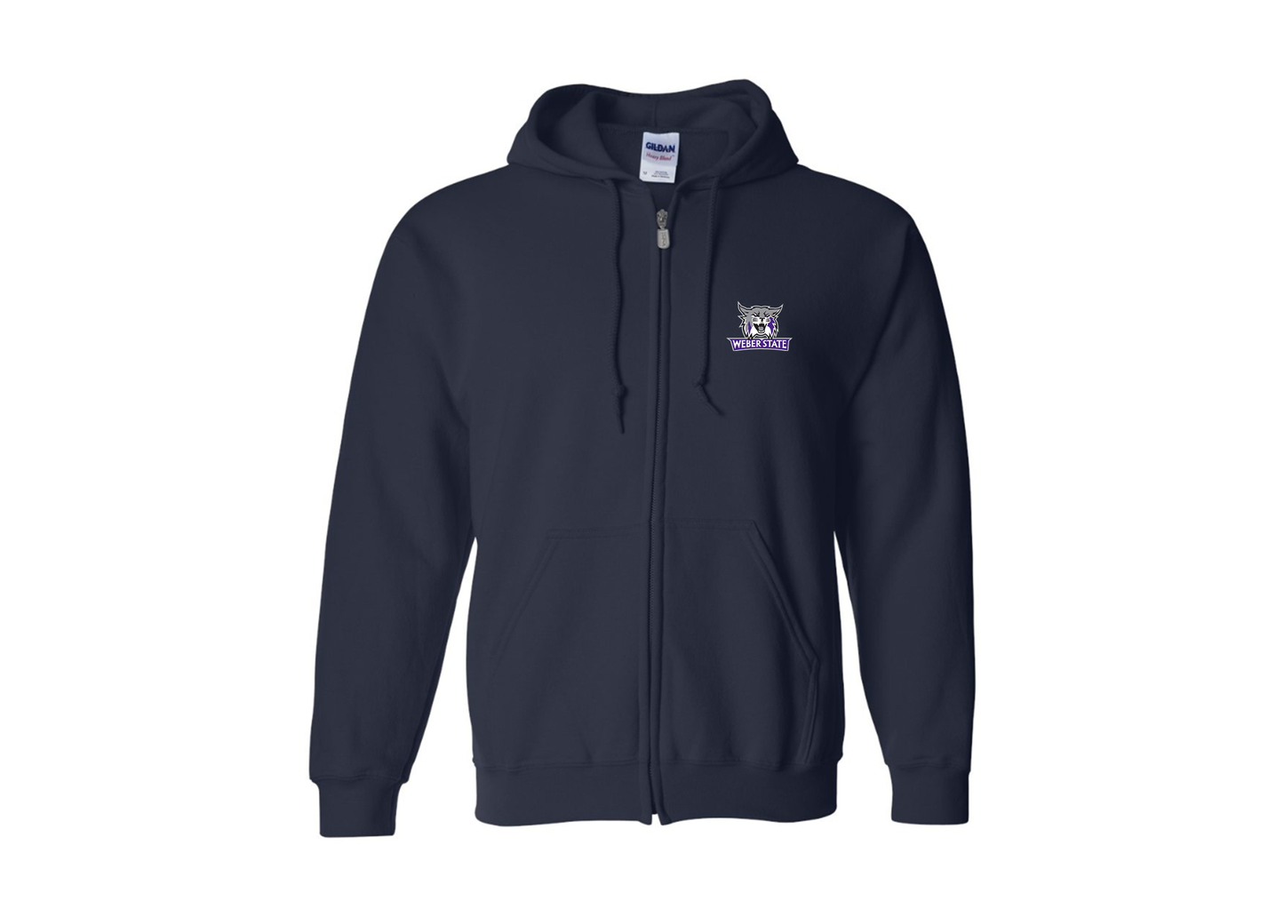 Men's Weber State Wildcats Gildan  Heavy Blend Full Zip Hooded Sweatshirt