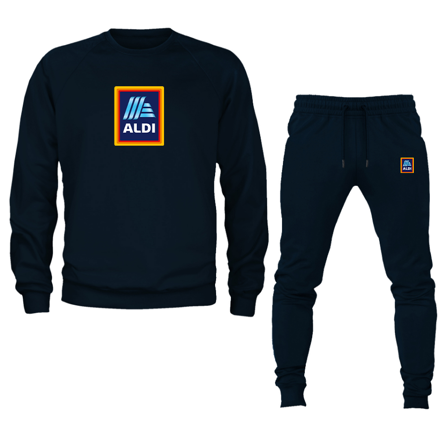 Men's Aldi Logo Crewneck Sweatshirt Joggers Suit