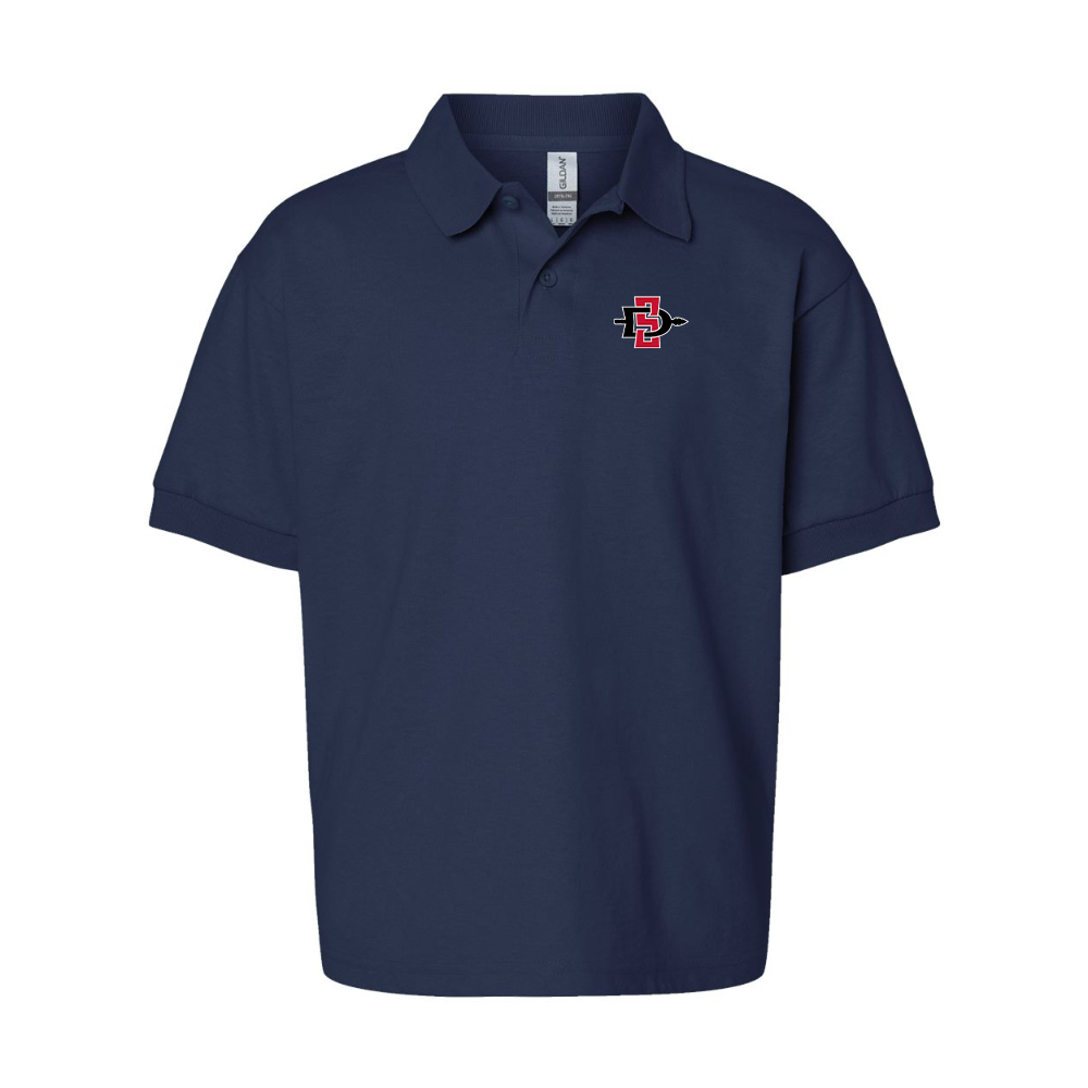 Youth San Diego State Aztecs Logo Gildan Dry Blend Jersey Polo