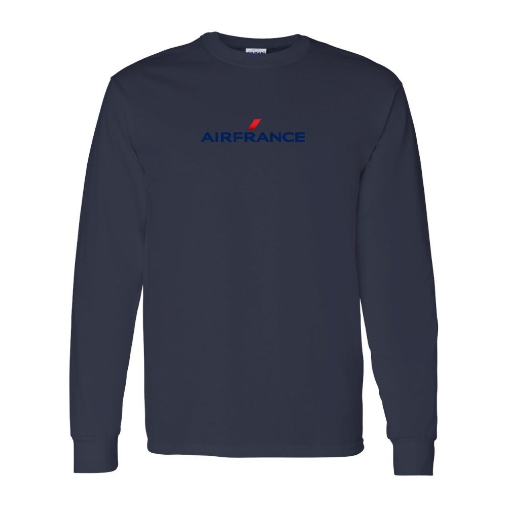 Men's Air France Logo Gildan Heavy Cotton Long Sleeve T-Shirt