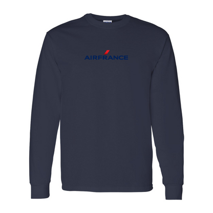 Men's Air France Logo Gildan Heavy Cotton Long Sleeve T-Shirt