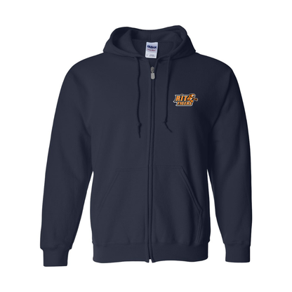 Men's RIT Tigers Logo Gildan  Heavy Blend Full Zip Hooded Sweatshirt