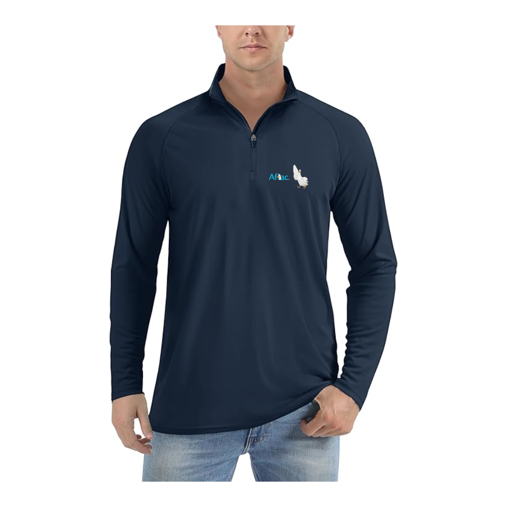 Men's Aflac Logo and Duck Lightweight Quarter-Zip Athletic Shirt Long Sleeve Performance Wear