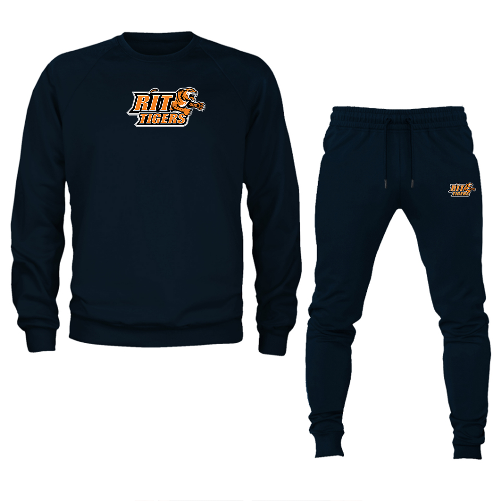 Men's RIT Tigers Logo Crewneck Sweatshirt Joggers Suit