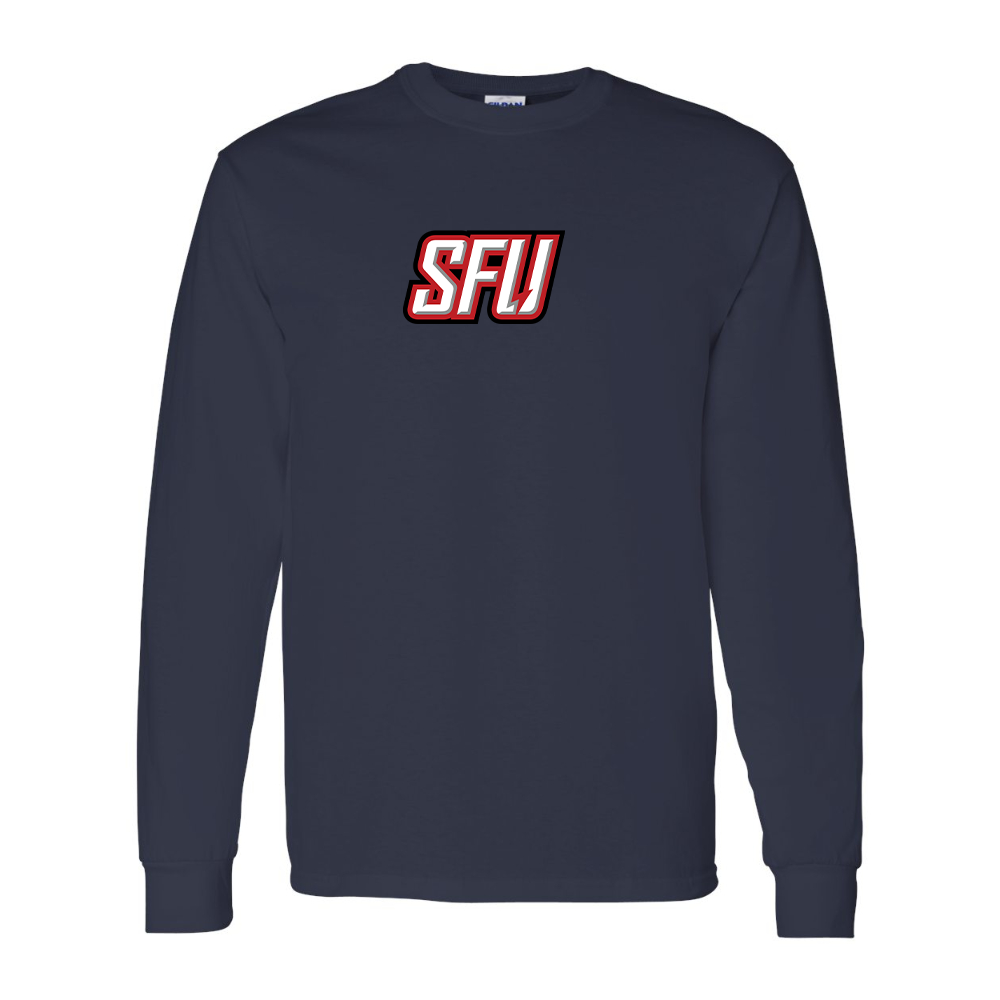 Men's Saint Francis Red Flash Logo Gildan Heavy Cotton Long Sleeve T-Shirt