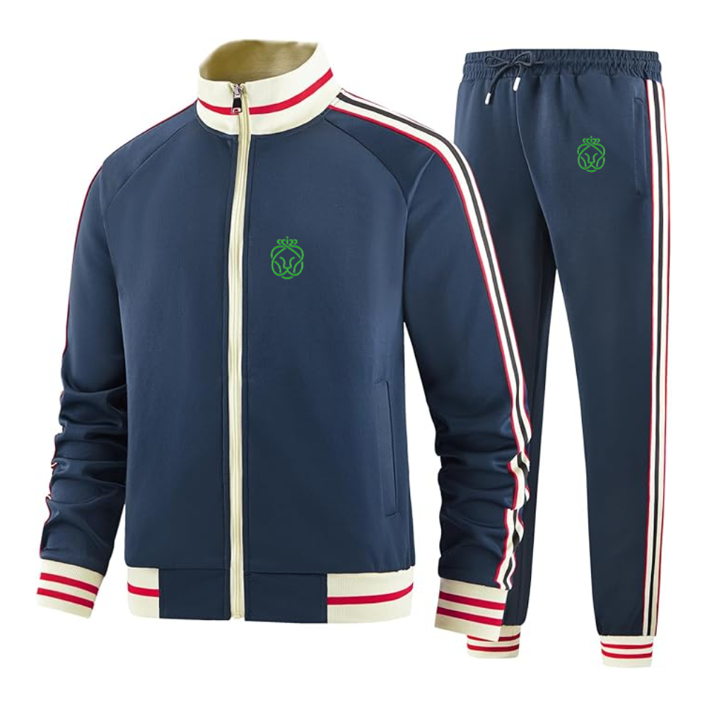 Men's Ahold Delhaize Symbol  Tracksuit with Bold Striped Accents and Zippered Front Athletic Wear