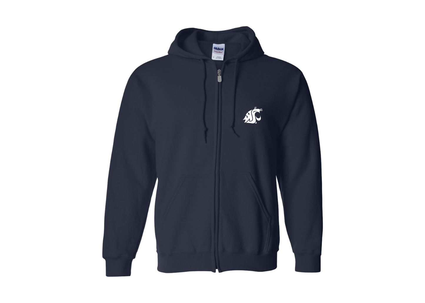 Men's Washington State Cougars Gildan  Heavy Blend Full Zip Hooded Sweatshirt