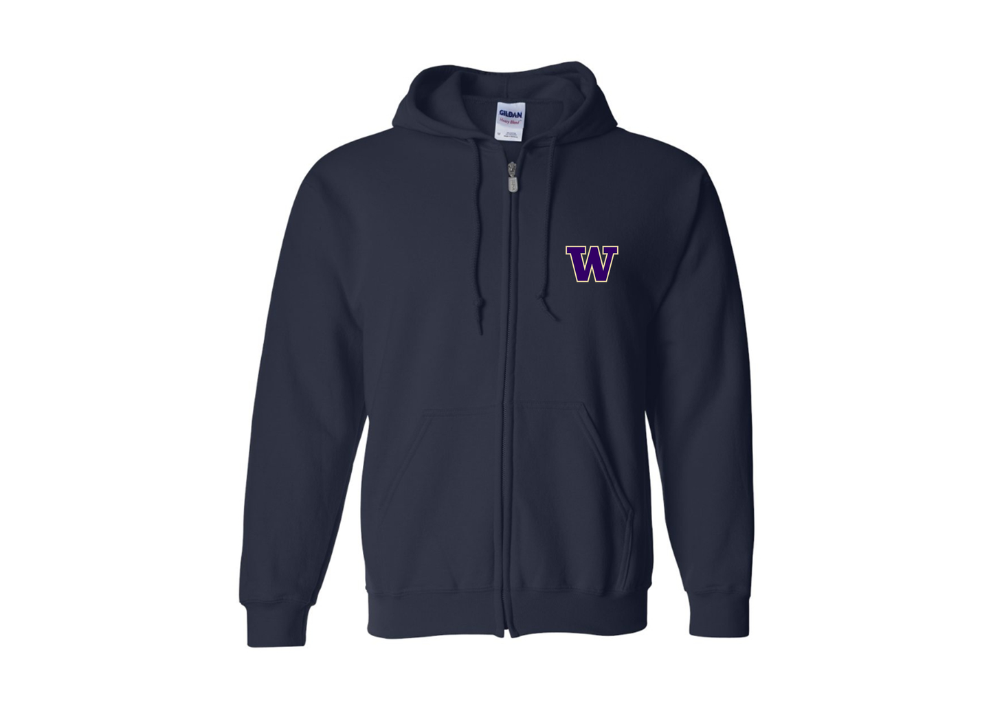 Men's Washington Huskies Gildan  Heavy Blend Full Zip Hooded Sweatshirt