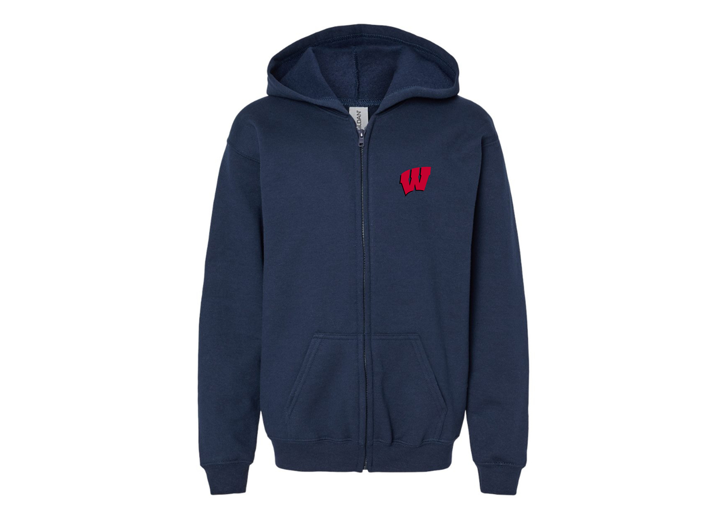 Gildan Heavy Blend Youth Wisconsin Badgers Full Zip Hooded Sweatshirt