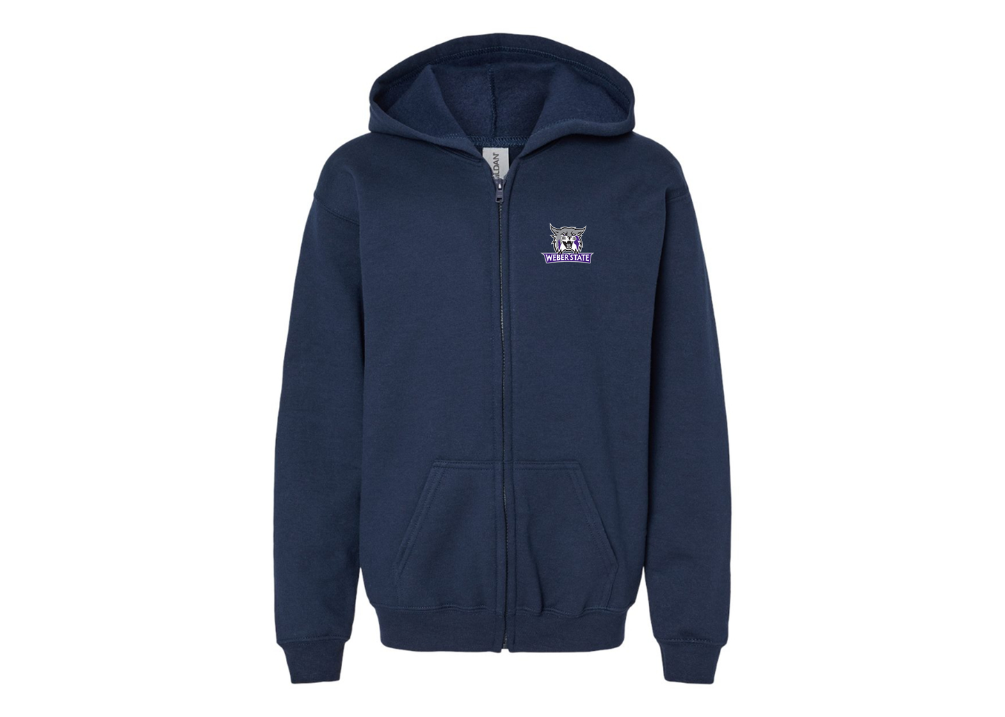 Gildan Heavy Blend Youth Weber State Wildcats Full Zip Hooded Sweatshirt