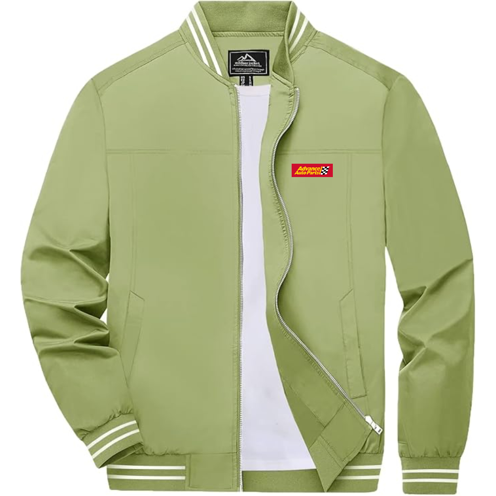 Men's Advance Auto Parts Logo Lightweight Zip-Up Ribbed Collar and Cuffs Bomber Jacket