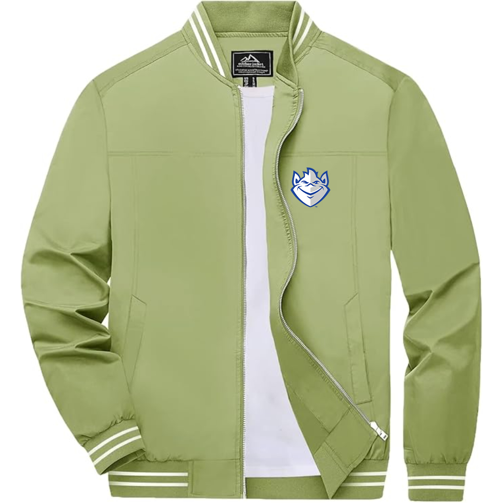 Men's Saint Louis Billikens Logo Lightweight Zip-Up Ribbed Collar and Cuffs Bomber Jacket