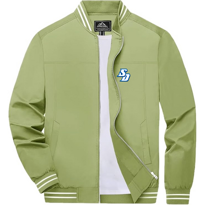 Men's San Diego Toreros Logo Lightweight Zip-Up Ribbed Collar and Cuffs Bomber Jacket