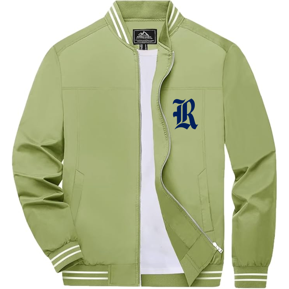 Men's Rice Owls Logo Lightweight Zip-Up Ribbed Collar and Cuffs Bomber Jacket