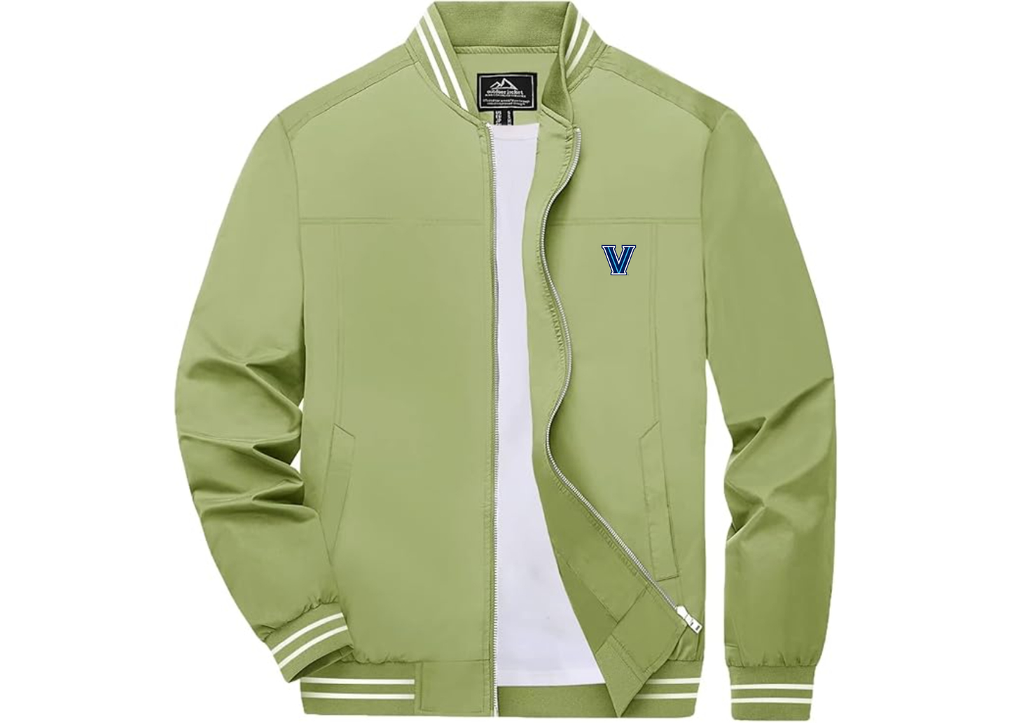 Men's Villanova Wildcats Lightweight Zip-Up Ribbed Collar and Cuffs Bomber Jacket