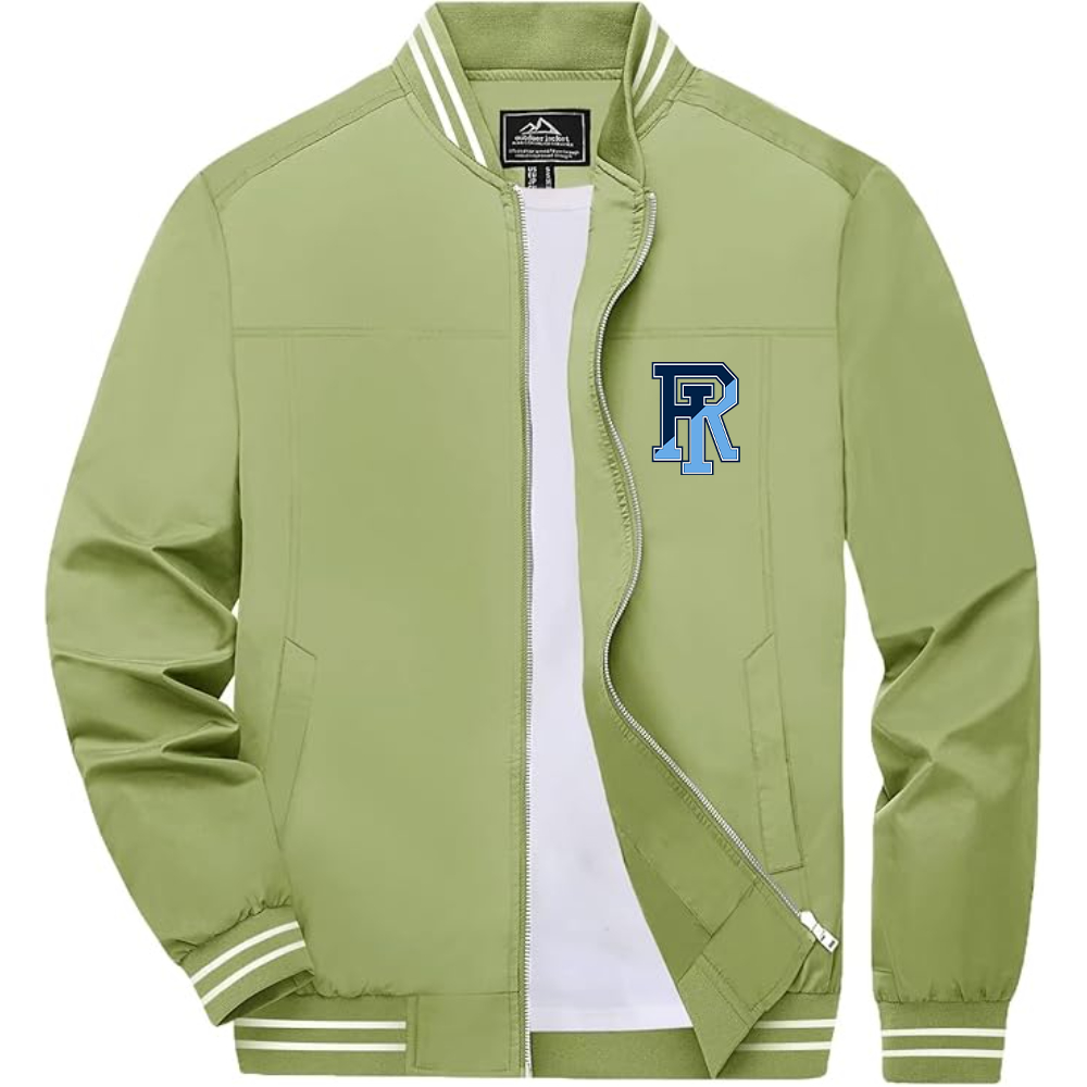 Men's Rhode Island Rams Logo Lightweight Zip-Up Ribbed Collar and Cuffs Bomber Jacket