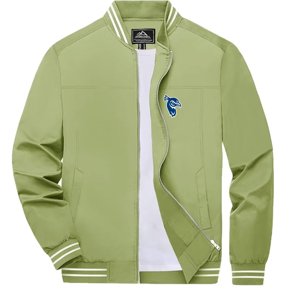 Men's Saint Peters Peacocks Logo Lightweight Zip-Up Ribbed Collar and Cuffs Bomber Jacket