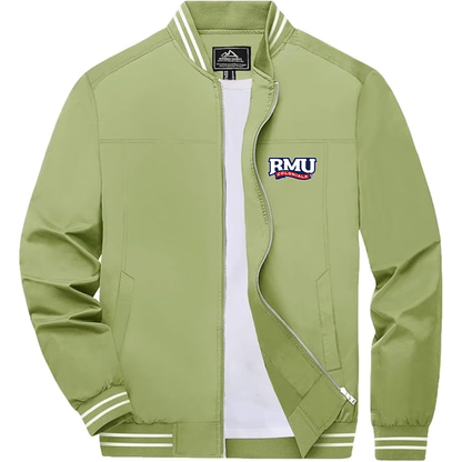 Men's Robert Morris Colonials Logo Lightweight Zip-Up Ribbed Collar and Cuffs Bomber Jacket