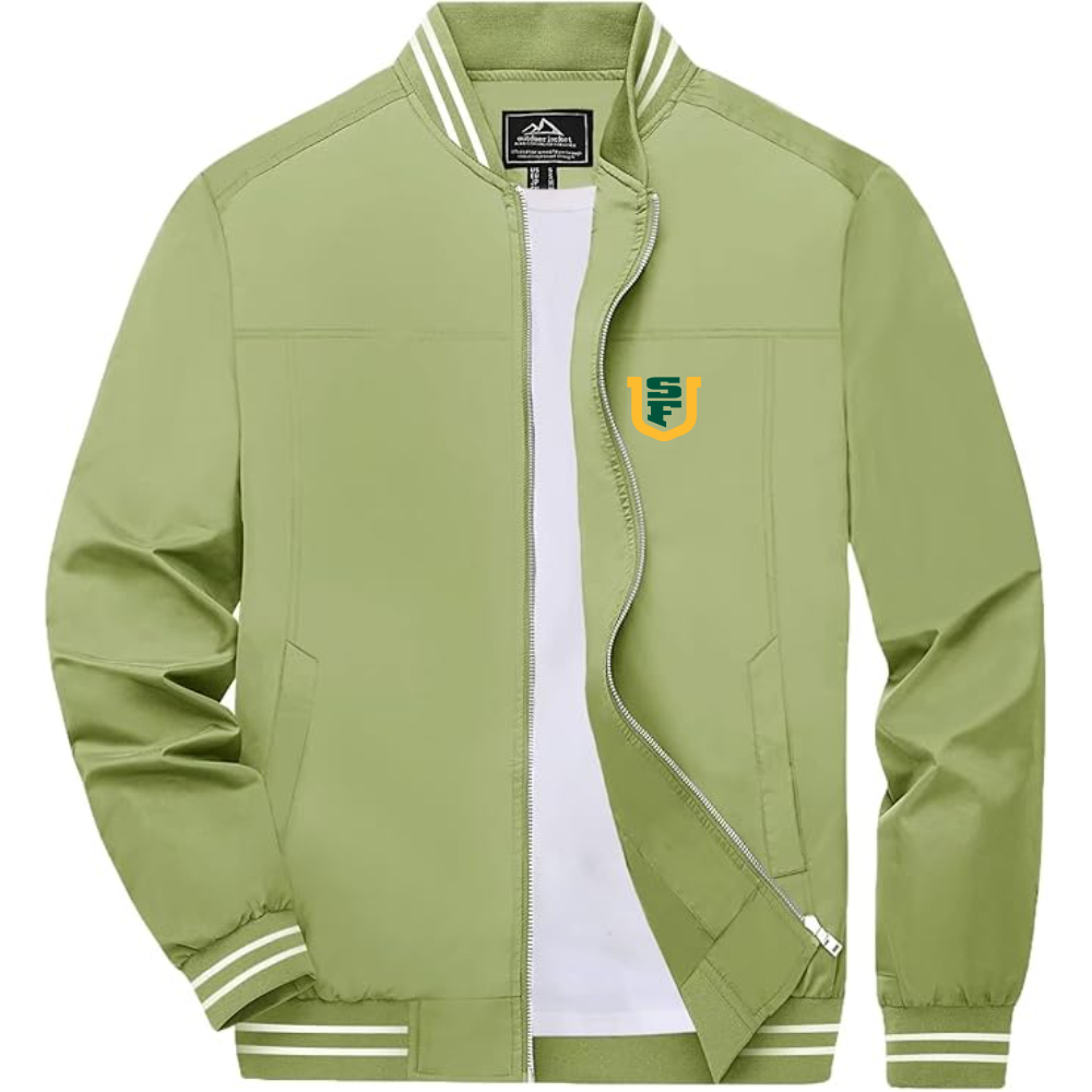 Men's San Francisco Dons Logo Lightweight Zip-Up Ribbed Collar and Cuffs Bomber Jacket