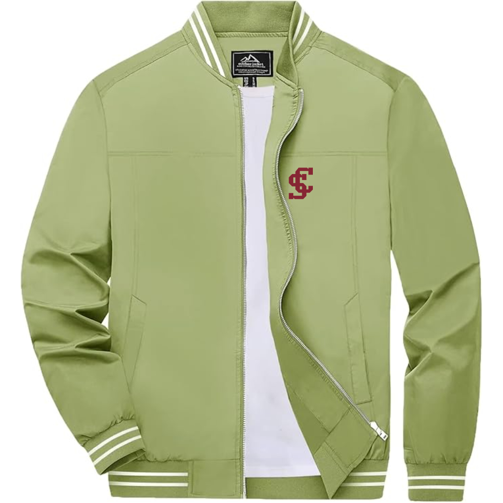 Men's Santa Clara Broncos Logo Lightweight Zip-Up Ribbed Collar and Cuffs Bomber Jacket