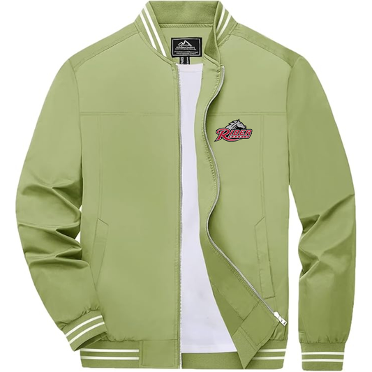 Men's Rider Broncs Logo Lightweight Zip-Up Ribbed Collar and Cuffs Bomber Jacket
