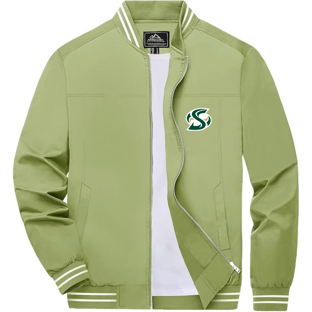 Men's Sacramento State Hornets Logo  Lightweight Zip-Up Ribbed Collar and Cuffs Bomber Jacket