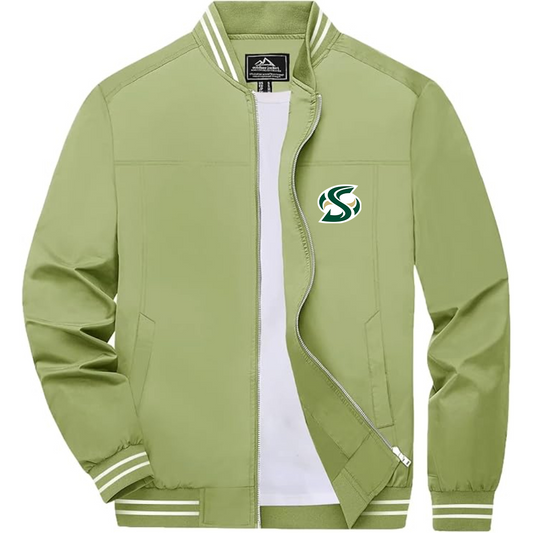 Men's Sacramento State Hornets Logo  Lightweight Zip-Up Ribbed Collar and Cuffs Bomber Jacket