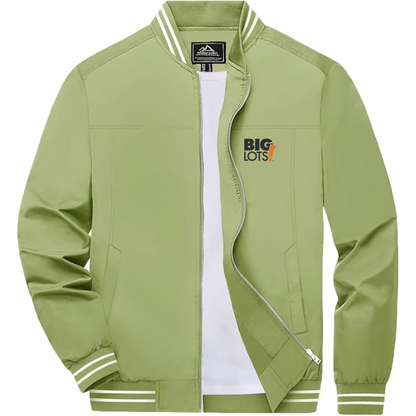 Men's Big Lots Logo Lightweight Zip-Up Ribbed Collar and Cuffs Bomber Jacket