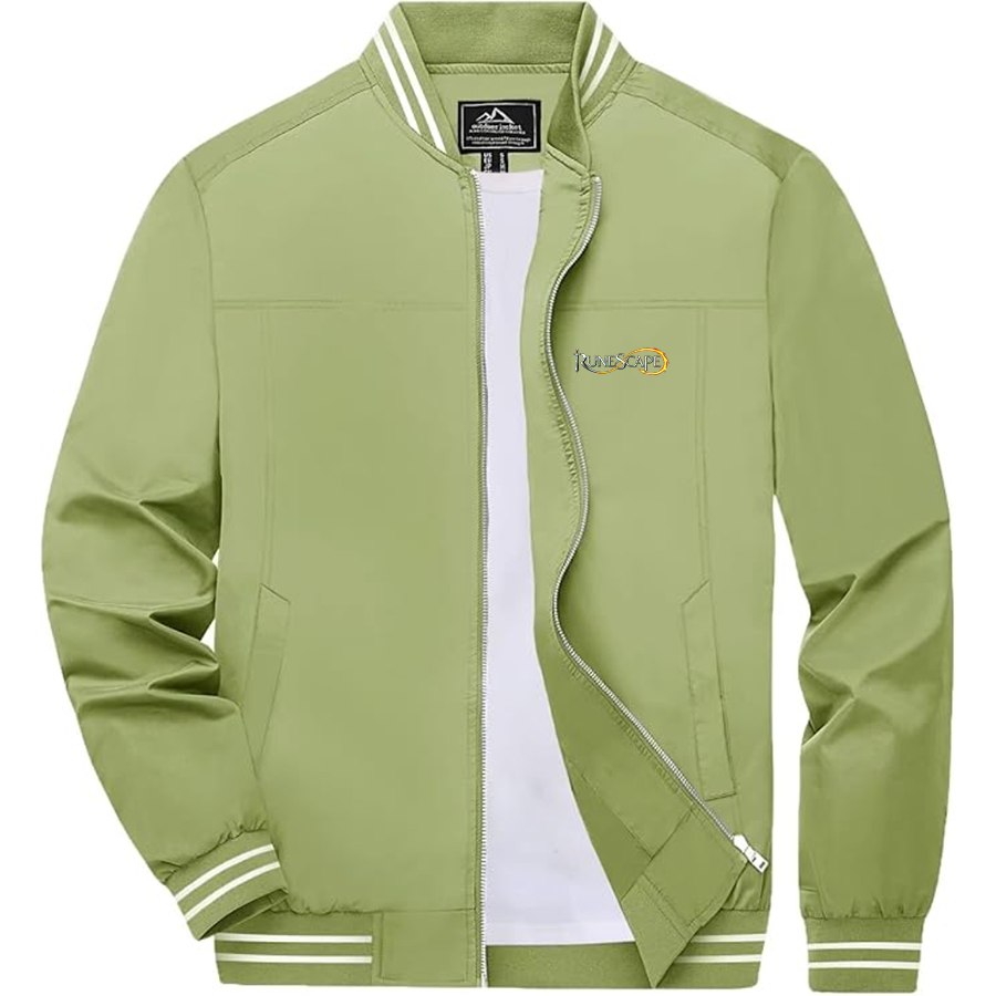 Men's Runescape Logo Lightweight Zip-Up Ribbed Collar and Cuffs Bomber Jacket