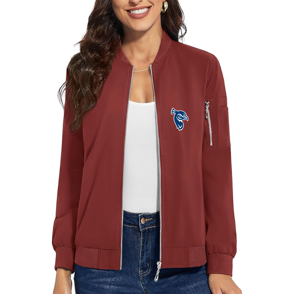 Women's Saint Peters Peacocks Logo  Premium Bomber Jacket with Polished Detailing and Functional Sleeve Pocket Modern Luxury Outerwear
