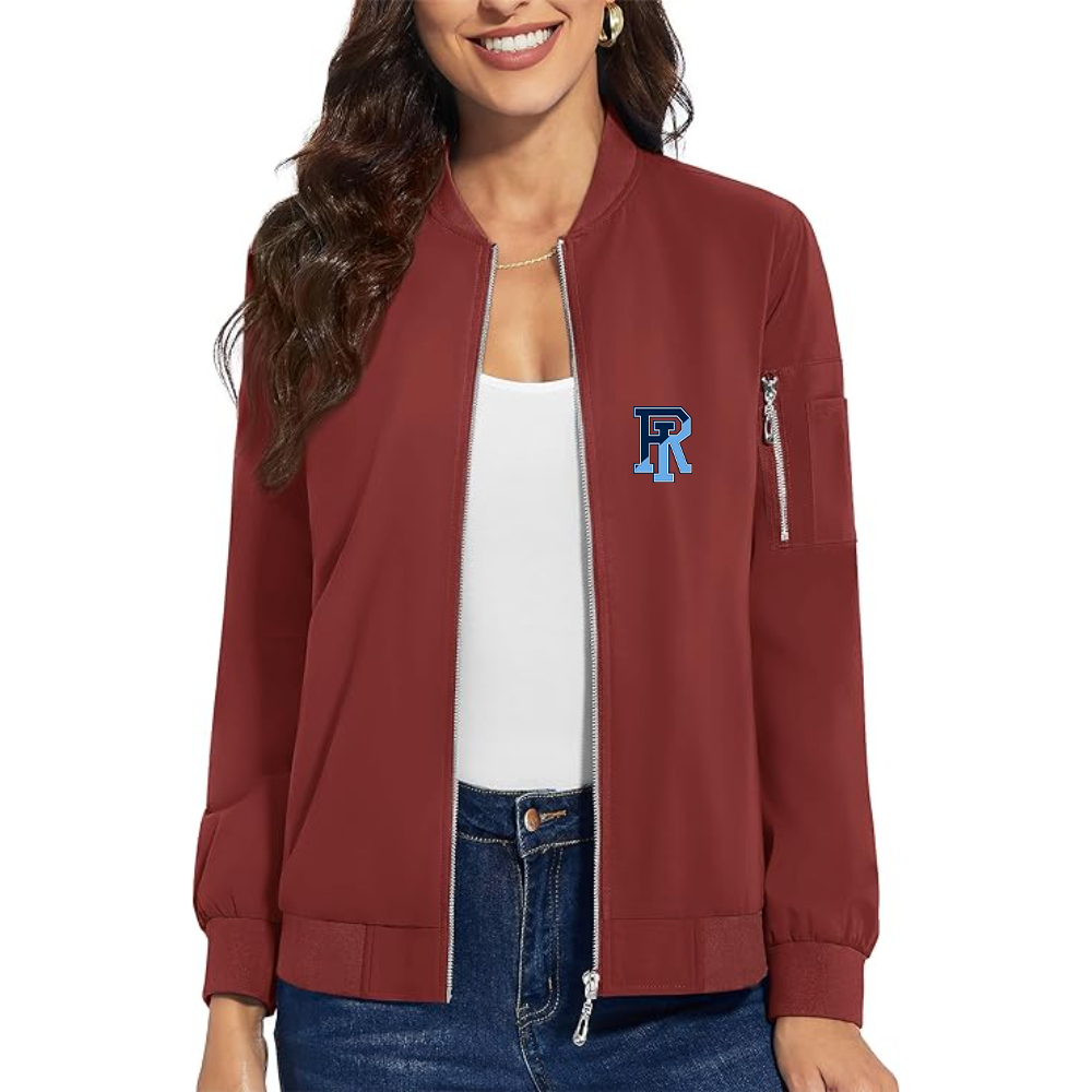 Women's Rhode Island Rams Logo Premium Bomber Jacket with Polished Detailing and Functional Sleeve Pocket Modern Luxury Outerwear