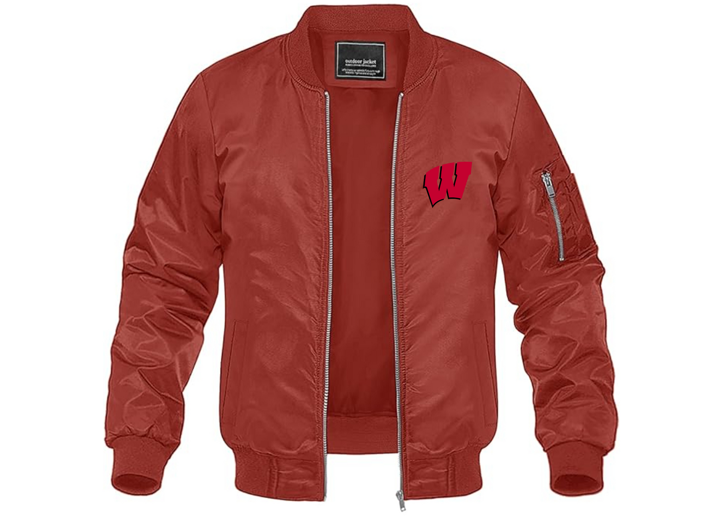 Men's Wisconsin Badgers Lightweight Bomber Jacket Windbreaker Softshell Varsity Jacket Coat