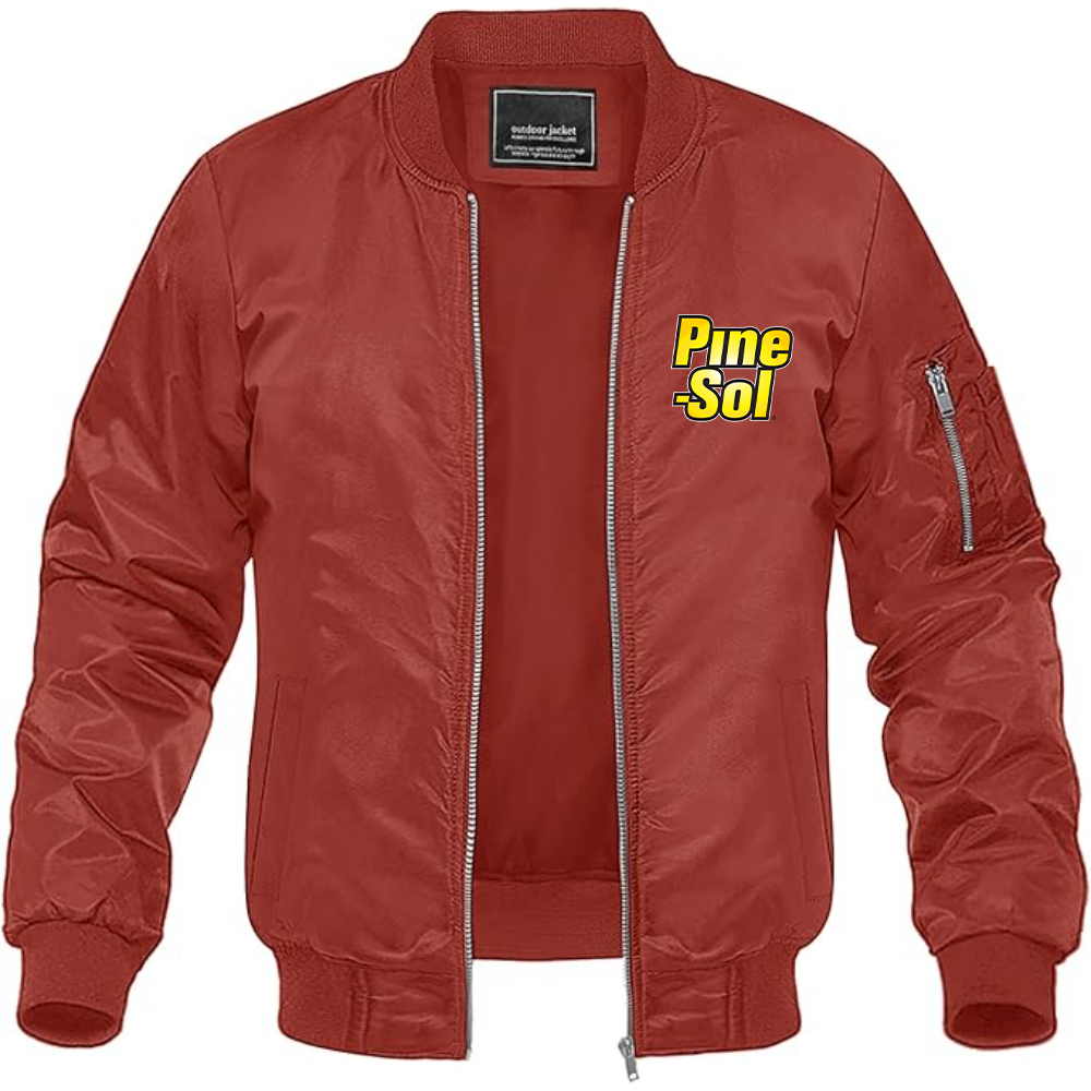 Men's Pine Sol Logo Lightweight Bomber Jacket Windbreaker Softshell Varsity Jacket Coat